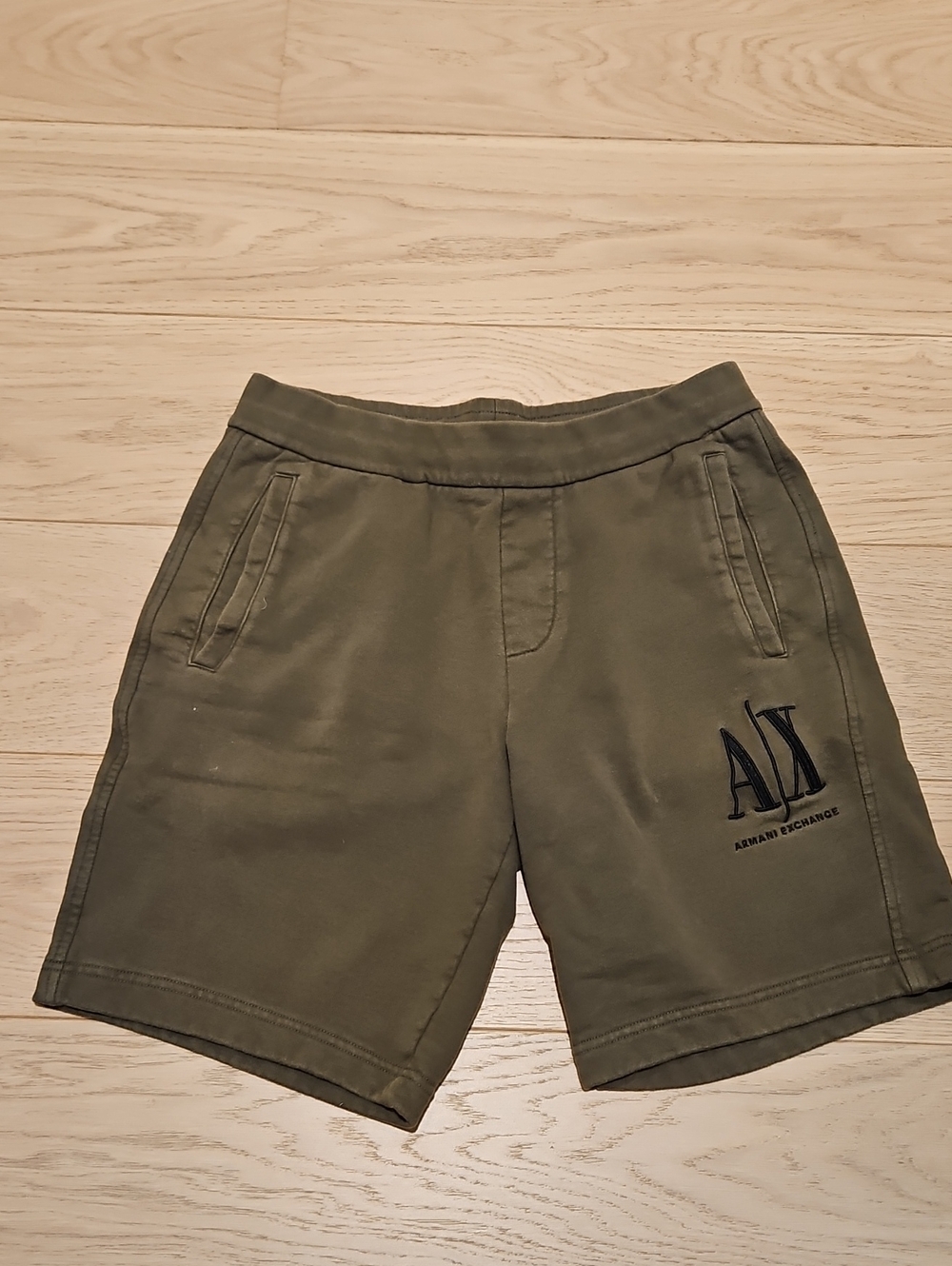 Armani Exchange Olive Green Athletic Shorts with A|X Logo